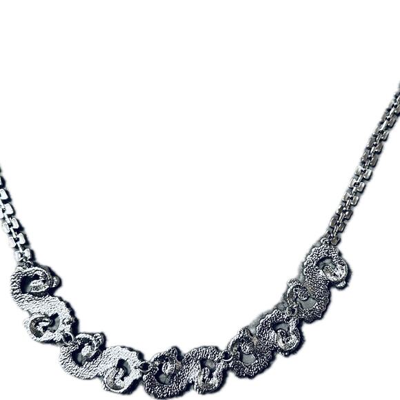 Necklace - Ann Taylor - rhinestones and imitation pearls silver tone - Picture 3 of 4